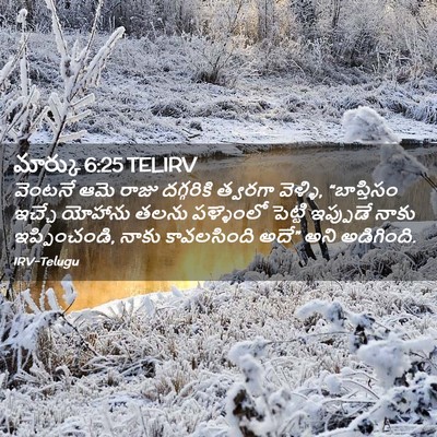 Picture 02 - మార్కు 6:25 TELIRV - వెంటనే ఆమె రాజు - Bible Verse Picture