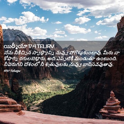 Picture 02 - యిర్మీయా 17:4 TELIRV - నేను నీకిచ్చిన - Bible Verse Picture