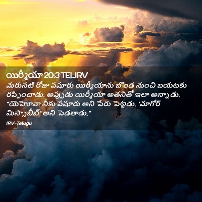 Picture 02 - యిర్మీయా 20:3 TELIRV - మరుసటి రోజు పషూరు - Bible Verse Picture