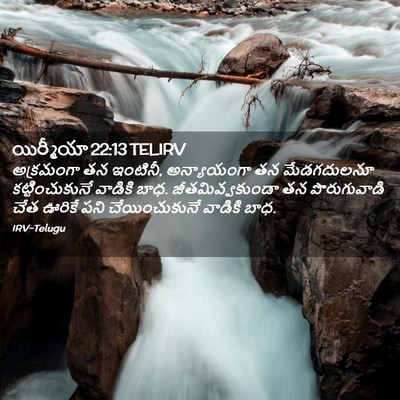 Picture 02 - యిర్మీయా 22:13 TELIRV - అక్రమంగా తన - Bible Verse Picture