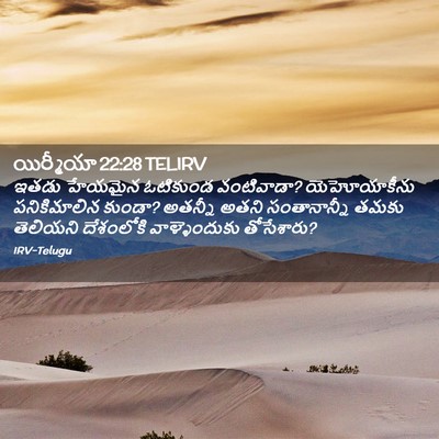 Picture 02 - యిర్మీయా 22:28 TELIRV - ఇతడు హేయమైన - Bible Verse Picture