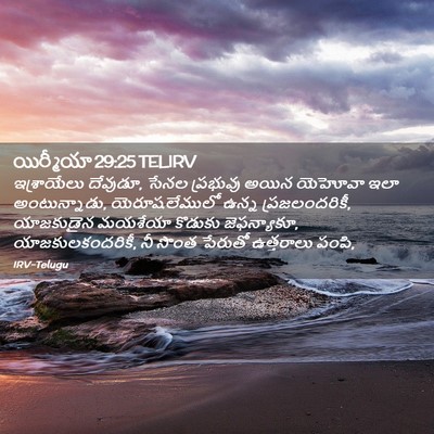 Picture 02 - యిర్మీయా 29:25 TELIRV - ఇశ్రాయేలు దేవుడూ, - Bible Verse Picture