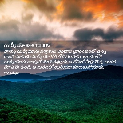 Picture 02 - యిర్మీయా 38:6 TELIRV - వాళ్ళు యిర్మీయాను - Bible Verse Picture