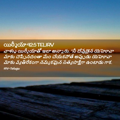Picture 02 - యిర్మీయా 42:5 TELIRV - వాళ్ళు యిర్మీయాతో - Bible Verse Picture