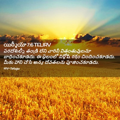 Picture 02 - యిర్మీయా 7:6 TELIRV - పరదేశుల్నీ తండ్రి - Bible Verse Picture