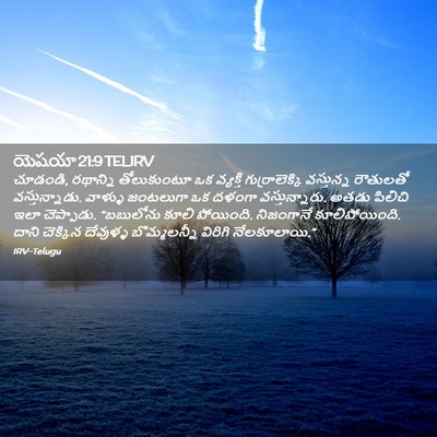 Picture 02 - యెషయా 21:9 TELIRV - చూడండి, రథాన్ని - Bible Verse Picture