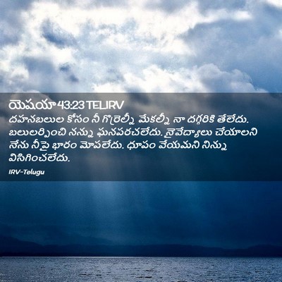 Picture 02 - యెషయా 43:23 TELIRV - దహనబలుల కోసం నీ - Bible Verse Picture