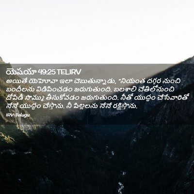 Picture 02 - యెషయా 49:25 TELIRV - అయితే యెహోవా ఇలా - Bible Verse Picture