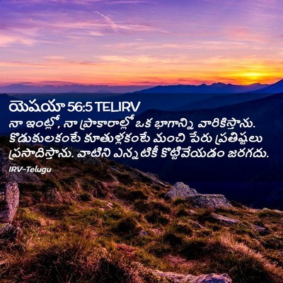 Picture 02 - యెషయా 56:5 TELIRV - నా ఇంట్లో, నా - Bible Verse Picture