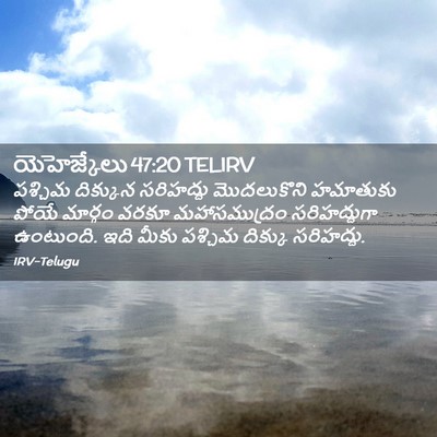 Picture 02 - యెహెజ్కేలు 47:20 TELIRV - పశ్చిమ దిక్కున - Bible Verse Picture