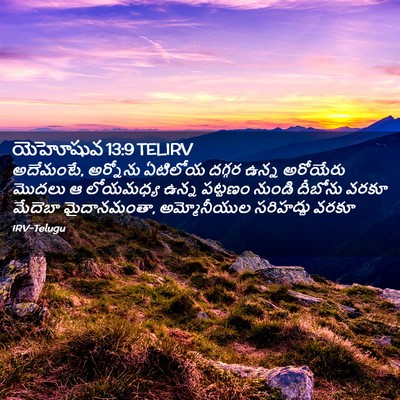 Picture 02 - యెహోషువ 13:9 TELIRV - అదేమంటే, అర్నోను - Bible Verse Picture