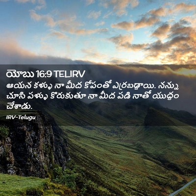 Picture 02 - యోబు 16:9 TELIRV - ఆయన కళ్ళు నా మీద - Bible Verse Picture