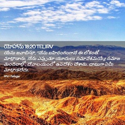 Picture 02 - యోహాను 18:20 TELIRV - యేసు జవాబిస్తూ, - Bible Verse Picture