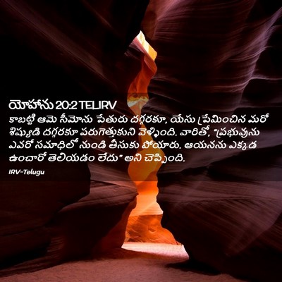 Picture 02 - యోహాను 20:2 TELIRV - కాబట్టి ఆమె - Bible Verse Picture