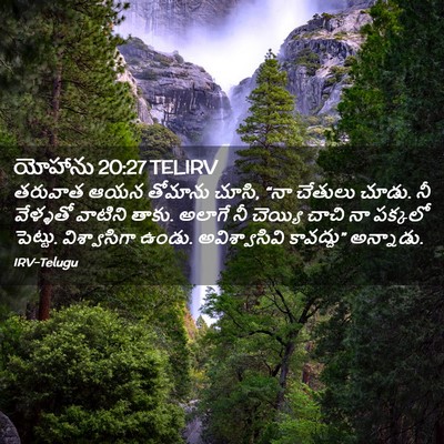 Picture 02 - యోహాను 20:27 TELIRV - తరువాత ఆయన తోమాను - Bible Verse Picture