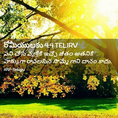 Picture 02 - రోమీయులకు 4:4 TELIRV - పని చేసే - Bible Verse Picture