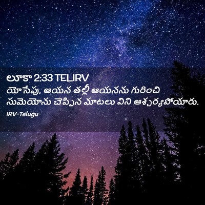 Picture 02 - లూకా 2:33 TELIRV - యోసేపు, ఆయన తల్లీ - Bible Verse Picture