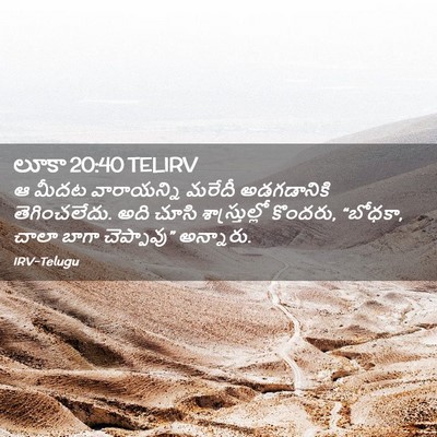 Picture 02 - లూకా 20:40 TELIRV - ఆ మీదట వారాయన్ని - Bible Verse Picture