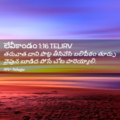 Picture 02 - లేవీకాండం 1:16 TELIRV - తరువాత దాని పొట్ట - Bible Verse Picture