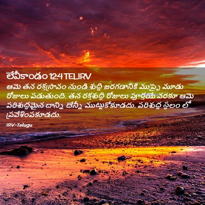 Picture 02 - లేవీకాండం 12:4 TELIRV - ఆమె తన రక్తస్రావం - Bible Verse Picture
