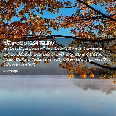 Picture 02 - లేవీకాండం 16:24 TELIRV - అతడు పవిత్ర స్థలం - Bible Verse Picture