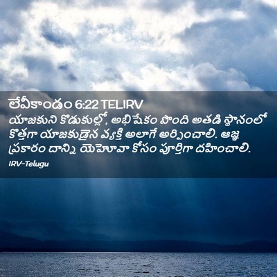 Picture 02 - లేవీకాండం 6:22 TELIRV - యాజకుని - Bible Verse Picture