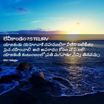 Picture 02 - లేవీకాండం 7:5 TELIRV - యాజకుడు యెహోవాకి - Bible Verse Picture