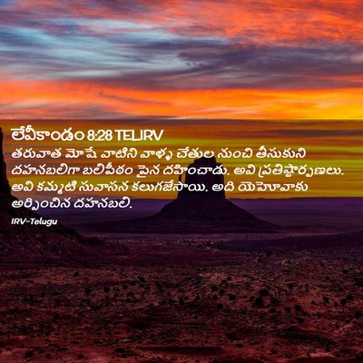 Picture 02 - లేవీకాండం 8:28 TELIRV - తరువాత మోషే - Bible Verse Picture