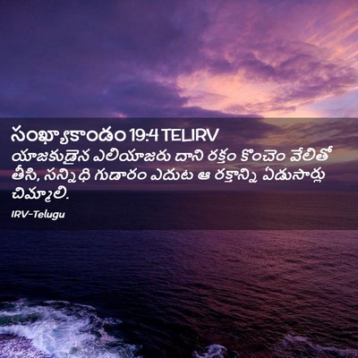 Picture 02 - సంఖ్యాకాండం 19:4 TELIRV - యాజకుడైన ఎలియాజరు - Bible Verse Picture