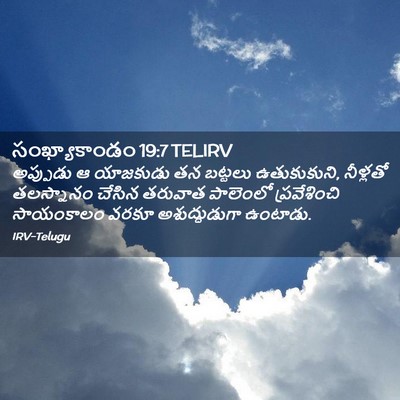 Picture 02 - సంఖ్యాకాండం 19:7 TELIRV - అప్పుడు ఆ యాజకుడు - Bible Verse Picture