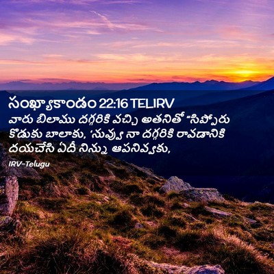 Picture 02 - సంఖ్యాకాండం 22:16 TELIRV - వారు బిలాము - Bible Verse Picture