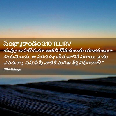 Picture 02 - సంఖ్యాకాండం 3:10 TELIRV - నువ్వు అహరోనునూ - Bible Verse Picture