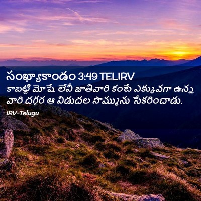 Picture 02 - సంఖ్యాకాండం 3:49 TELIRV - కాబట్టి మోషే లేవీ - Bible Verse Picture