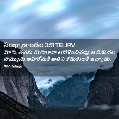 Picture 02 - సంఖ్యాకాండం 3:51 TELIRV - మోషే తనకు యెహోవా - Bible Verse Picture