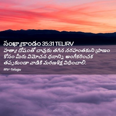 Picture 02 - సంఖ్యాకాండం 35:31 TELIRV - హత్యా దోషంతో - Bible Verse Picture