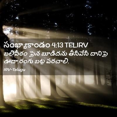 Picture 02 - సంఖ్యాకాండం 4:13 TELIRV - బలిపీఠం పైన - Bible Verse Picture