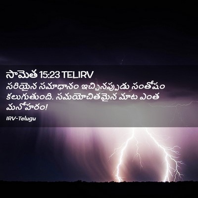 Picture 02 - సామెత 15:23 TELIRV - సరియైన సమాధానం - Bible Verse Picture