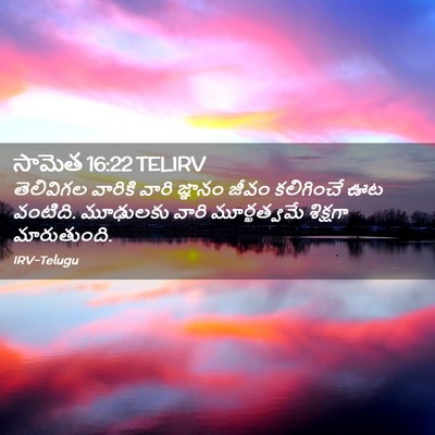 Picture 02 - సామెత 16:22 TELIRV - తెలివిగల వారికి - Bible Verse Picture