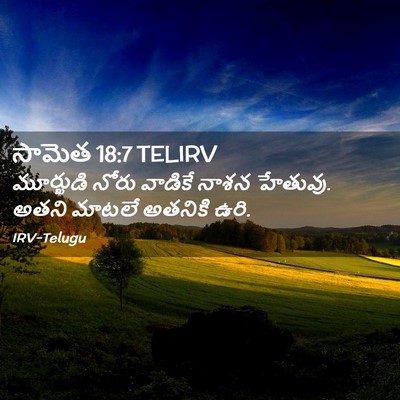 Picture 02 - సామెత 18:7 TELIRV - మూర్ఖుడి నోరు - Bible Verse Picture