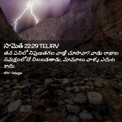 Picture 02 - సామెత 22:29 TELIRV - తన పనిలో నిపుణతగల - Bible Verse Picture