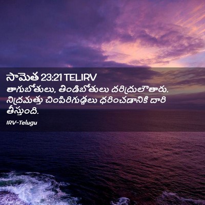 Picture 02 - సామెత 23:21 TELIRV - తాగుబోతులు, - Bible Verse Picture