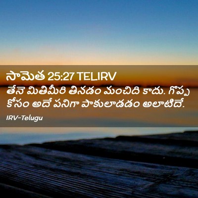 Picture 02 - సామెత 25:27 TELIRV - తేనె మితిమీరి - Bible Verse Picture