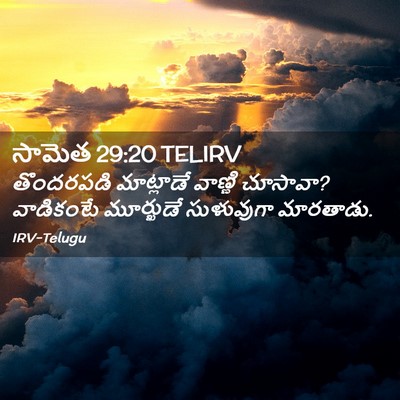 Picture 02 - సామెత 29:20 TELIRV - తొందరపడి మాట్లాడే - Bible Verse Picture