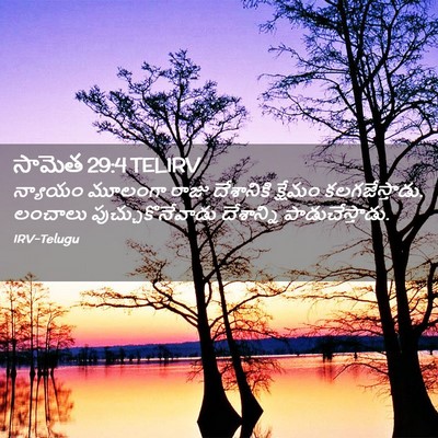 Picture 02 - సామెత 29:4 TELIRV - న్యాయం మూలంగా - Bible Verse Picture