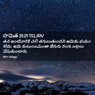 Picture 02 - సామెత 31:21 TELIRV - తన ఇంటివారికి చలి - Bible Verse Picture