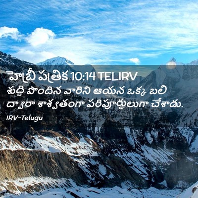 Picture 02 - హెబ్రీ పత్రిక 10:14 TELIRV - శుద్ధి పొందిన - Bible Verse Picture