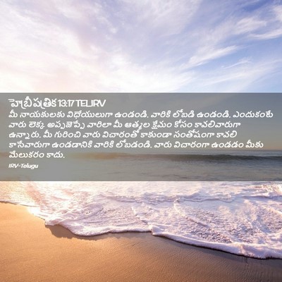 Picture 02 - హెబ్రీ పత్రిక 13:17 TELIRV - మీ నాయకులకు - Bible Verse Picture