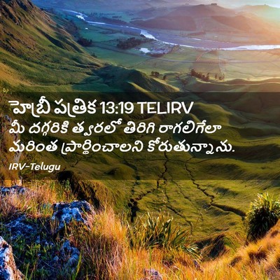 Picture 02 - హెబ్రీ పత్రిక 13:19 TELIRV - మీ దగ్గరికి - Bible Verse Picture