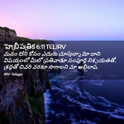Picture 02 - హెబ్రీ పత్రిక 6:11 TELIRV - మనం దేని కోసం - Bible Verse Picture