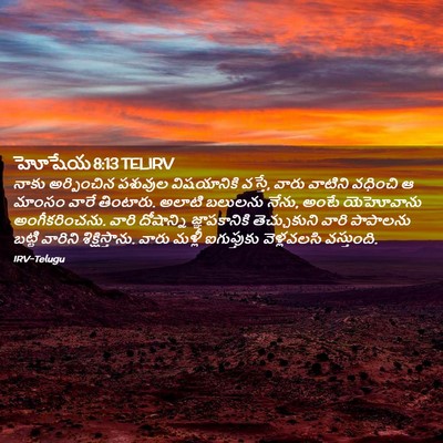 Picture 02 - హోషేయ 8:13 TELIRV - నాకు అర్పించిన - Bible Verse Picture